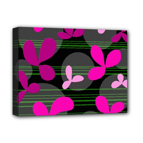 Magenta Floral Design Deluxe Canvas 16  X 12   by Valentinaart