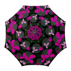 Magenta Floral Design Golf Umbrellas by Valentinaart