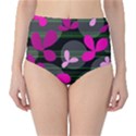 Magenta floral design High-Waist Bikini Bottoms View1