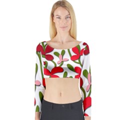 Floral Tree Long Sleeve Crop Top by Valentinaart