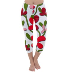 Floral Tree Capri Winter Leggings  by Valentinaart