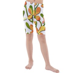 Decorative Floral Tree Kids  Mid Length Swim Shorts