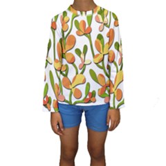 Decorative Floral Tree Kids  Long Sleeve Swimwear