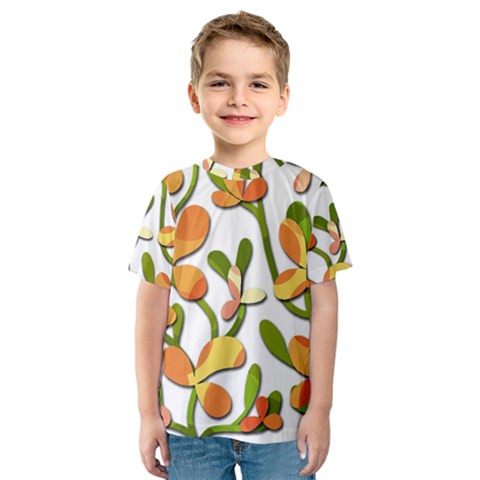 Decorative Floral Tree Kids  Sport Mesh Tee by Valentinaart