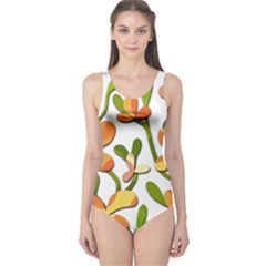 Decorative Floral Tree One Piece Swimsuit by Valentinaart