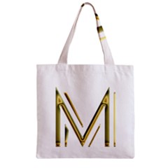 M Monogram Initial Letter M Golden Chic Stylish Typography Gold Zipper Grocery Tote Bag by yoursparklingshop