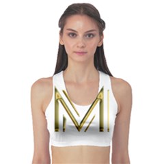 M Monogram Initial Letter M Golden Chic Stylish Typography Gold Sports Bra