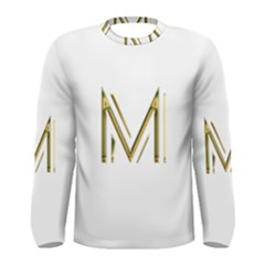 M Monogram Initial Letter M Golden Chic Stylish Typography Gold Men s Long Sleeve Tee