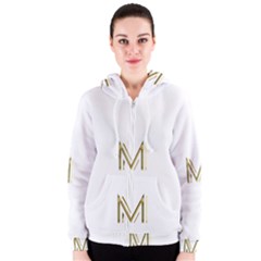 M Monogram Initial Letter M Golden Chic Stylish Typography Gold Women s Zipper Hoodie