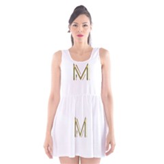 M Monogram Initial Letter M Golden Chic Stylish Typography Gold Scoop Neck Skater Dress by yoursparklingshop