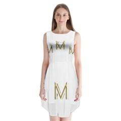 M Monogram Initial Letter M Golden Chic Stylish Typography Gold Sleeveless Chiffon Dress   by yoursparklingshop