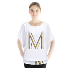 M Monogram Initial Letter M Golden Chic Stylish Typography Gold Blouse