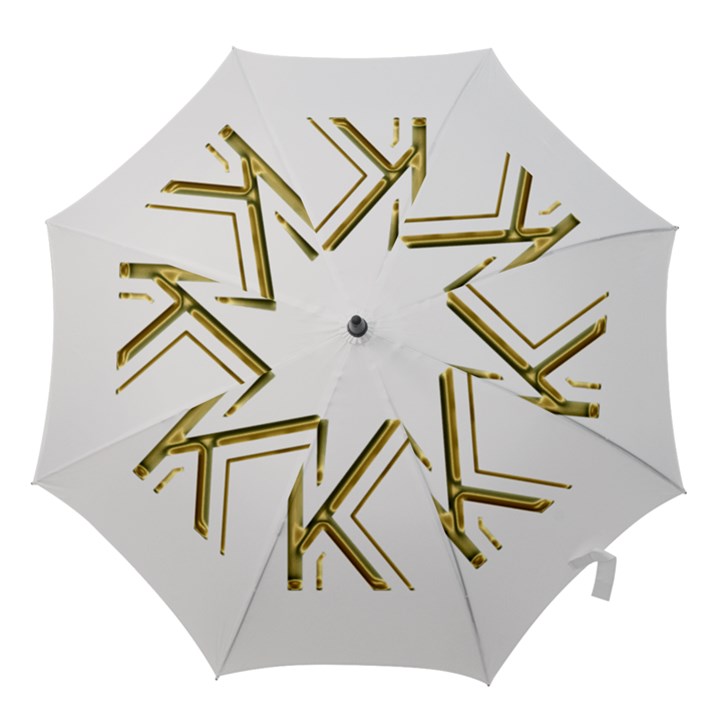 Monogrammed Monogram Initial Letter K Gold Chic Stylish Elegant Typography Hook Handle Umbrellas (Medium)