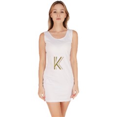 Monogrammed Monogram Initial Letter K Gold Chic Stylish Elegant Typography Sleeveless Bodycon Dress by yoursparklingshop