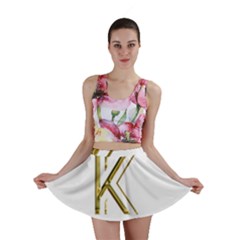 Monogrammed Monogram Initial Letter K Gold Chic Stylish Elegant Typography Mini Skirt