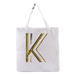 Monogrammed Monogram Initial Letter K Gold Chic Stylish Elegant Typography Grocery Tote Bag by yoursparklingshop