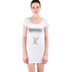 Monogrammed Monogram Initial Letter K Gold Chic Stylish Elegant Typography Short Sleeve Bodycon Dress