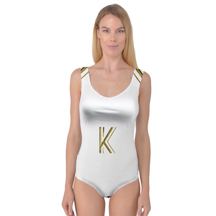 Monogrammed Monogram Initial Letter K Gold Chic Stylish Elegant Typography Princess Tank Leotard 