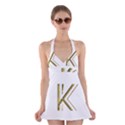 Monogrammed Monogram Initial Letter K Gold Chic Stylish Elegant Typography Halter Swimsuit Dress View1