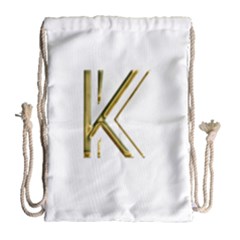 Monogrammed Monogram Initial Letter K Gold Chic Stylish Elegant Typography Drawstring Bag (large) by yoursparklingshop