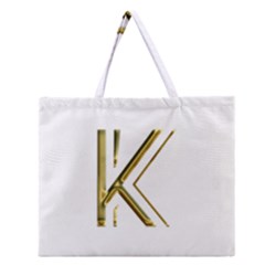 Monogrammed Monogram Initial Letter K Gold Chic Stylish Elegant Typography Zipper Large Tote Bag by yoursparklingshop