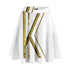 Monogrammed Monogram Initial Letter K Gold Chic Stylish Elegant Typography High Waist Skirt by yoursparklingshop