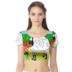 Urban Sheep Short Sleeve Crop Top (tight Fit)