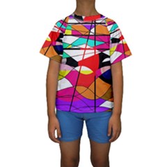 Abstract Waves Kids  Short Sleeve Swimwear