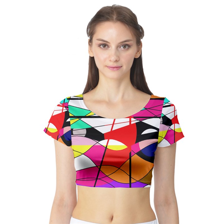 Abstract waves Short Sleeve Crop Top (Tight Fit)