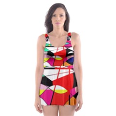 Abstract Waves Skater Dress Swimsuit