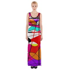 Abstract Waves Maxi Thigh Split Dress by Valentinaart