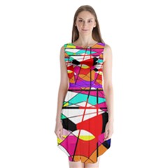 Abstract Waves Sleeveless Chiffon Dress  