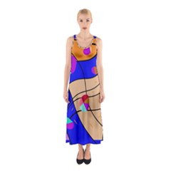 Decorative Abstract Art Sleeveless Maxi Dress