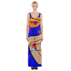 Decorative Abstract Art Maxi Thigh Split Dress