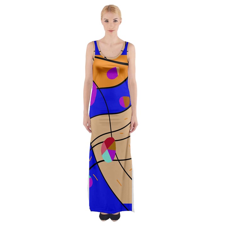 Decorative abstract art Maxi Thigh Split Dress