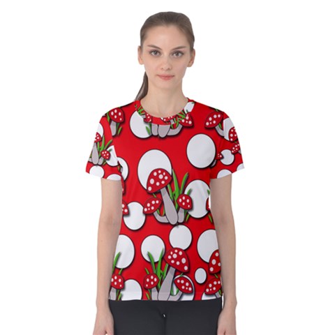 Mushrooms Pattern Women s Cotton Tee by Valentinaart