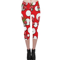 Mushrooms Pattern Capri Leggings 