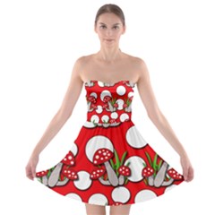 Mushrooms Pattern Strapless Bra Top Dress