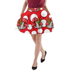 Mushrooms Pattern A-line Pocket Skirt