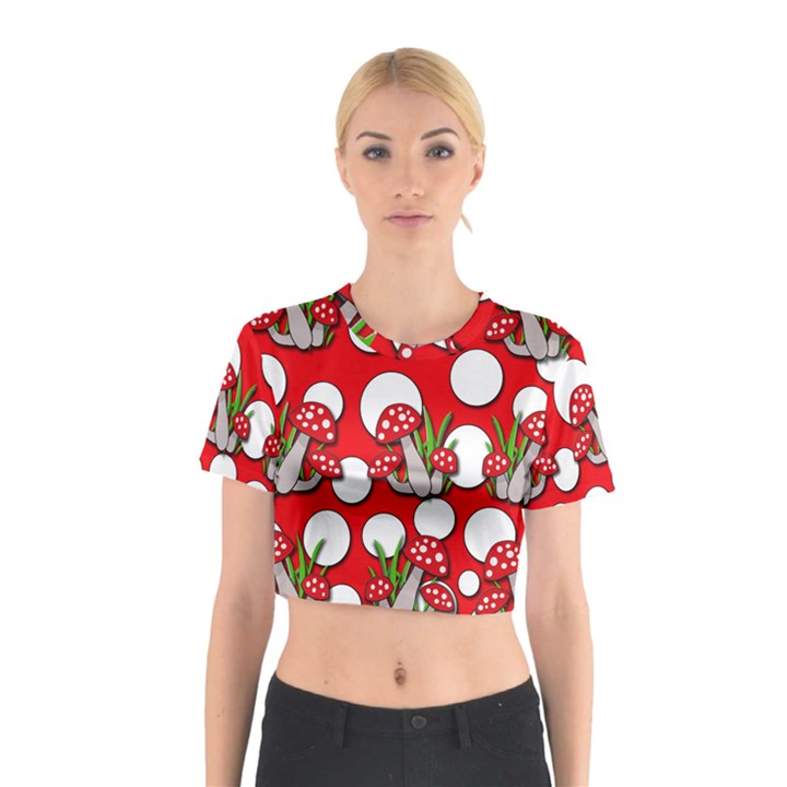 Mushrooms pattern Cotton Crop Top