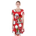 Mushrooms pattern Short Sleeve V-neck Flare Dress View1