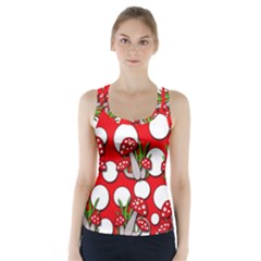 Mushrooms Pattern Racer Back Sports Top by Valentinaart