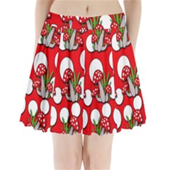 Mushrooms Pattern Pleated Mini Skirt