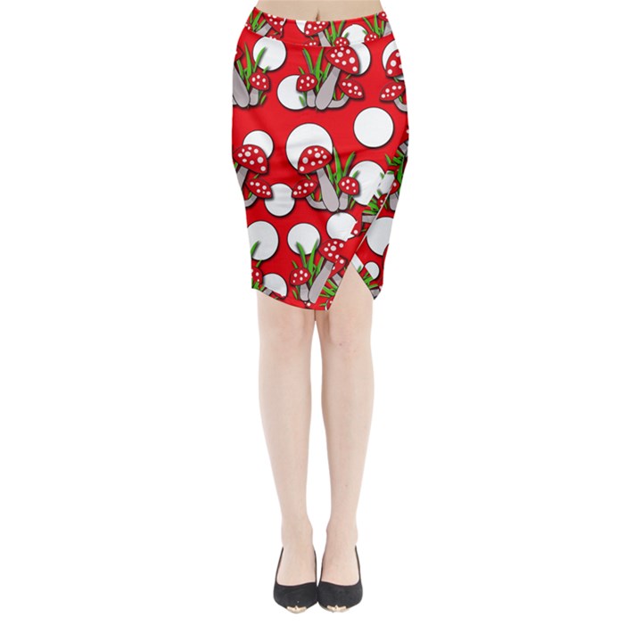 Mushrooms pattern Midi Wrap Pencil Skirt