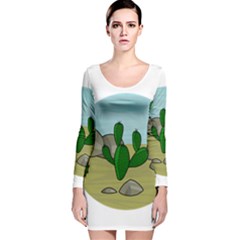 Desert Long Sleeve Velvet Bodycon Dress by Valentinaart