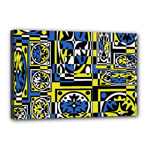 Blue And Yellow Decor Canvas 18  X 12 