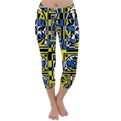 Blue And Yellow Decor Capri Winter Leggings 