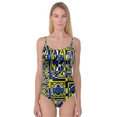 Blue And Yellow Decor Camisole Leotard 