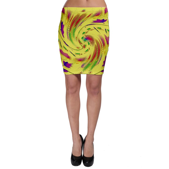 Leaf And Rainbows In The Wind Bodycon Skirt