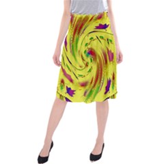 Leaf And Rainbows In The Wind Midi Beach Skirt by pepitasart